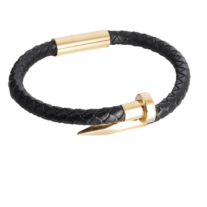 

Nail Bracelet Titanium Steel Leather Leather Rope Bracelet Men s Woven Bracelet Handmade Leather Bracelet 2026 20.5CM