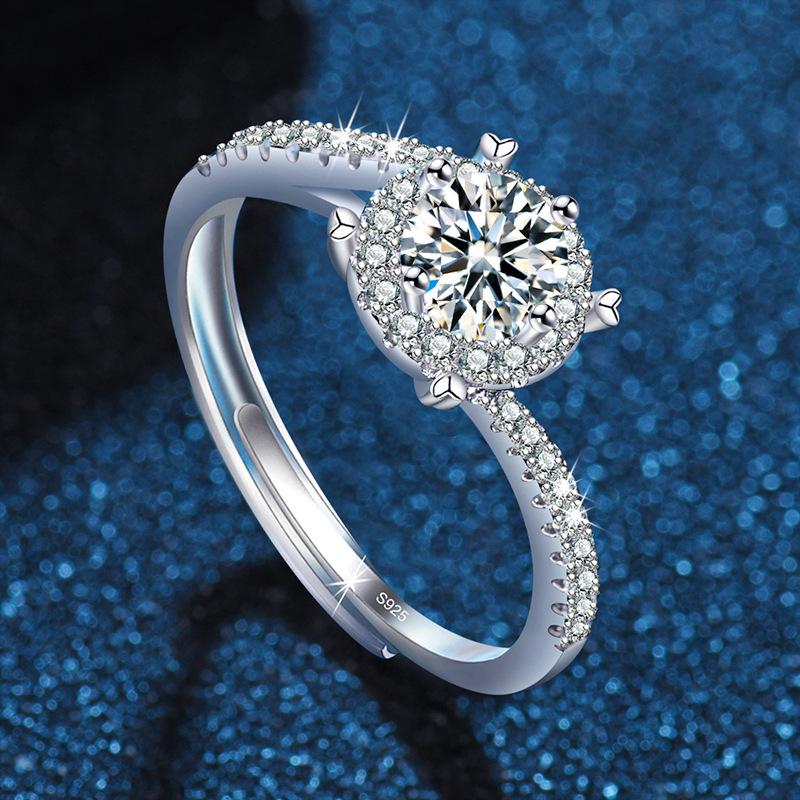 Original 925 Sterling Silber Ring Hohe Qualität Verstellbare Öffnung AAA Zirkonia Für Damen Hochzeit Feiner Modeschmuck Geschenk