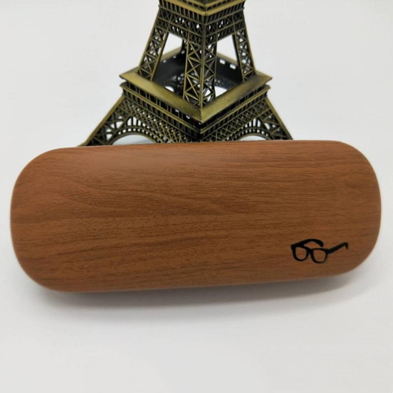 High Quality Wood Grain Hard Kit Holder Metal Reading Glasses Case For Men And Women Elegant PU Leather Eyeglass Box