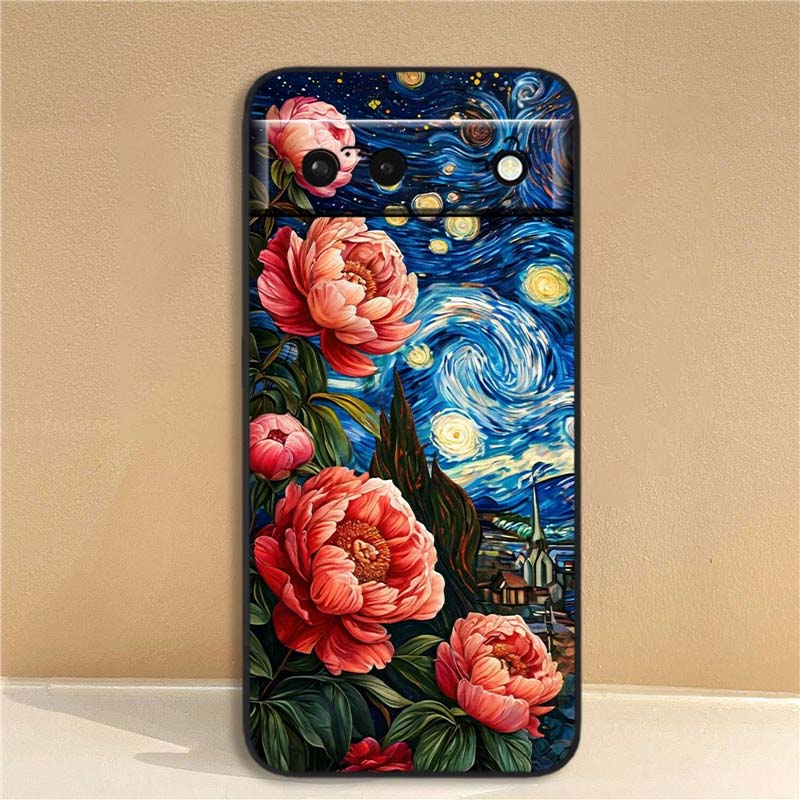 Kreative Landschaftsmuster Für Google Pixel 10 9a 9 8A 8 7 7A 6 6A Pro XL 2024 5G Schwarzes Weiches TPU Silikon Handyhülle