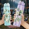1PC Eucalyptus Leaf Botanical Print 750ml Color Plastic Sports Water Bottle Leakproof Flip Straw Lid Suitable for Sports Office Home Use