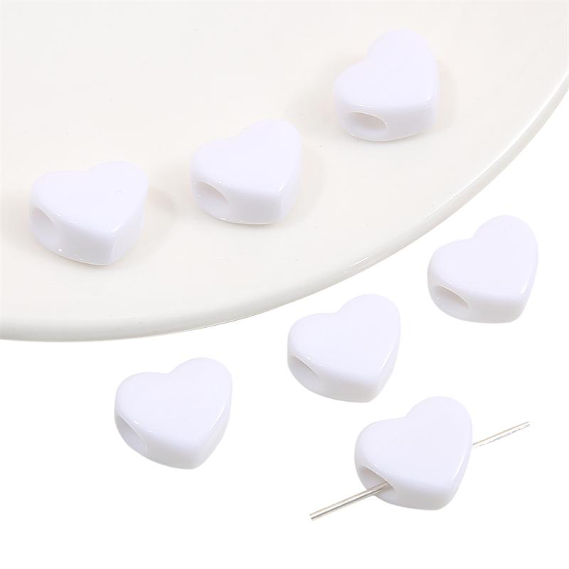 

30шт акриловые бусины сплошной цвет сердце подвески бусины для DIY браслет ожерелье ювелирных изделий белый