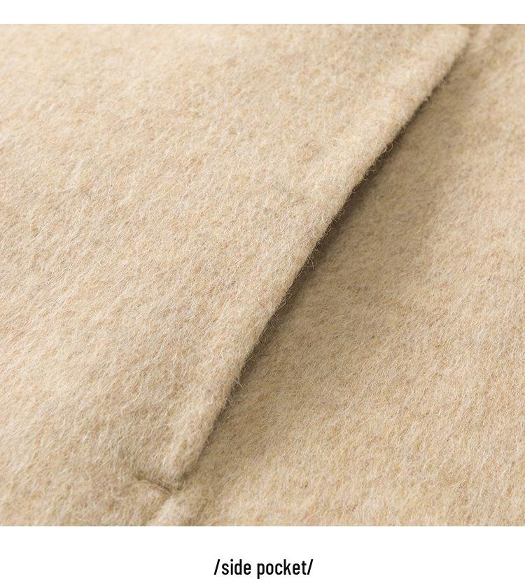 Women's Luxury Alpaca Wool Coat: 2025 Autumn/Winter Collection, Loose Fit with Knit Sleeve Details.