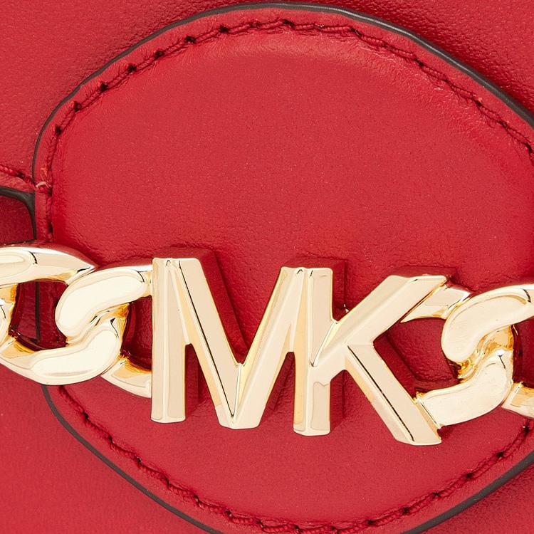 Michael Kors Hally Letter Buckle Solid Color Vintage Faux Leather Shoulder Crossbody Bag Mini Women Bags Red 32F1G2HC1L-602