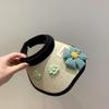Three Little Flowers Children's Sunscreen Hat Baby Shade Empty Top Hat Summer Shell Hat Women's UV Protection Straw Hat