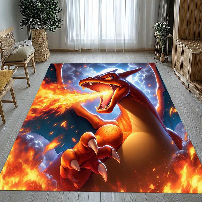 Charizard Charmander Pokemon Living Room Non-Slip Area Rug Soft Carpet for Bedroom Kids Playroom Sofa,Home Decor Doormat Gift
