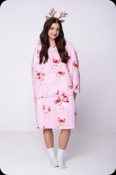 Blanket Sweatshirt Oversize Warm Thick Blanket Sweatshirt 2in1 Reindeer Fur [Kb-W37]
