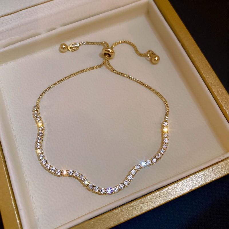 South Korea Dongdaemun Square Zircon Adjustable Bracelet Women's Simple Light Luxury Bracelet Personality Temperament High-end Jewelry