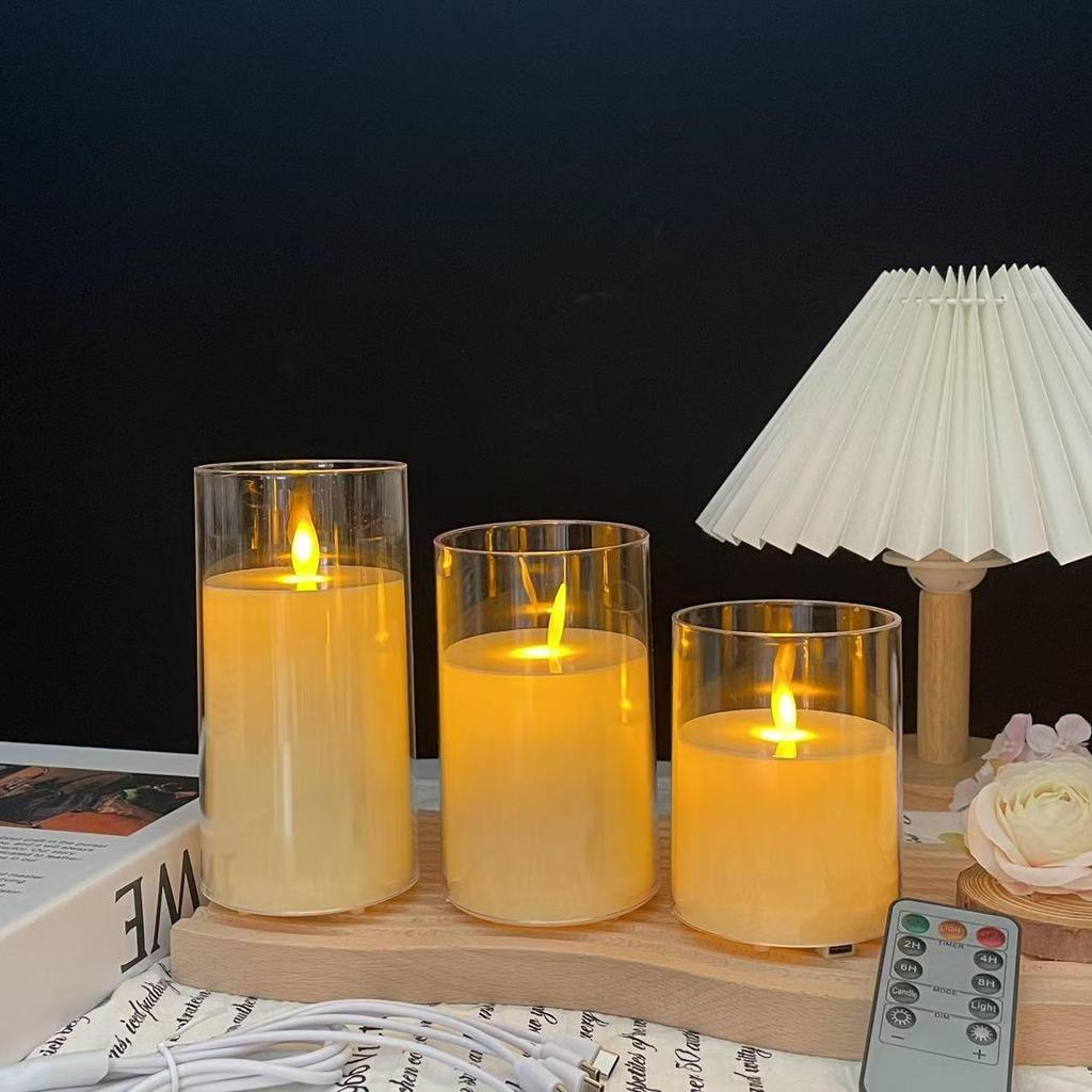 Rechargeable LED Acrylic Simulated Candle with Swinging Flame - Romantic Home Ambiance