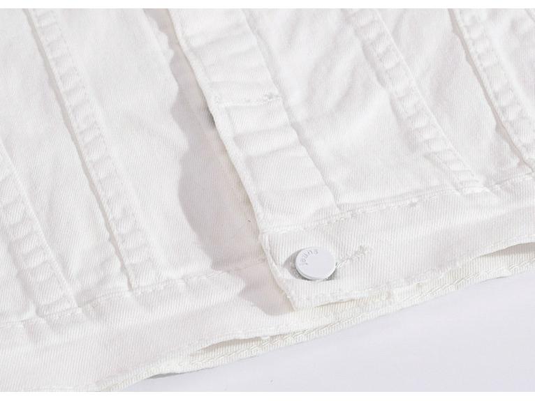 Men's Slim Fit White Washed Denim Jacket - Trendy Korean Style Long Sleeve Outerwear