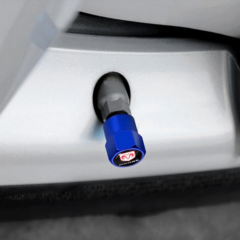 4pc Car Wheel Tire Valve Caps Tyre Stem Covers Airdust Waterproof for Dodge SXT Challenger Charger RAM 1500 Stratus Dart Dakota Charger Avengr Durango