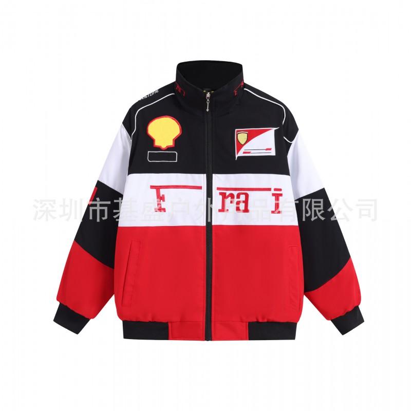 F1 Racing Embroidered Padded Jacket Retro Motorcycle Riding Baseball Coat Unisex