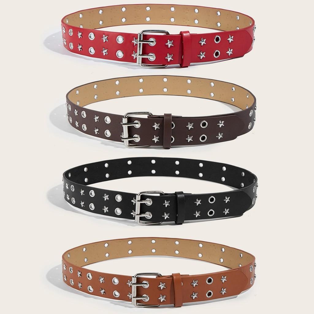 Womens Fashion Belt With Metal Pin Buckle And Star Accents For Office And Daily Use