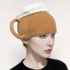 Trendy 3d Beer Cup Knitted Beanie Hat For Winter Warmth In Yellow Wine Red And Khaki