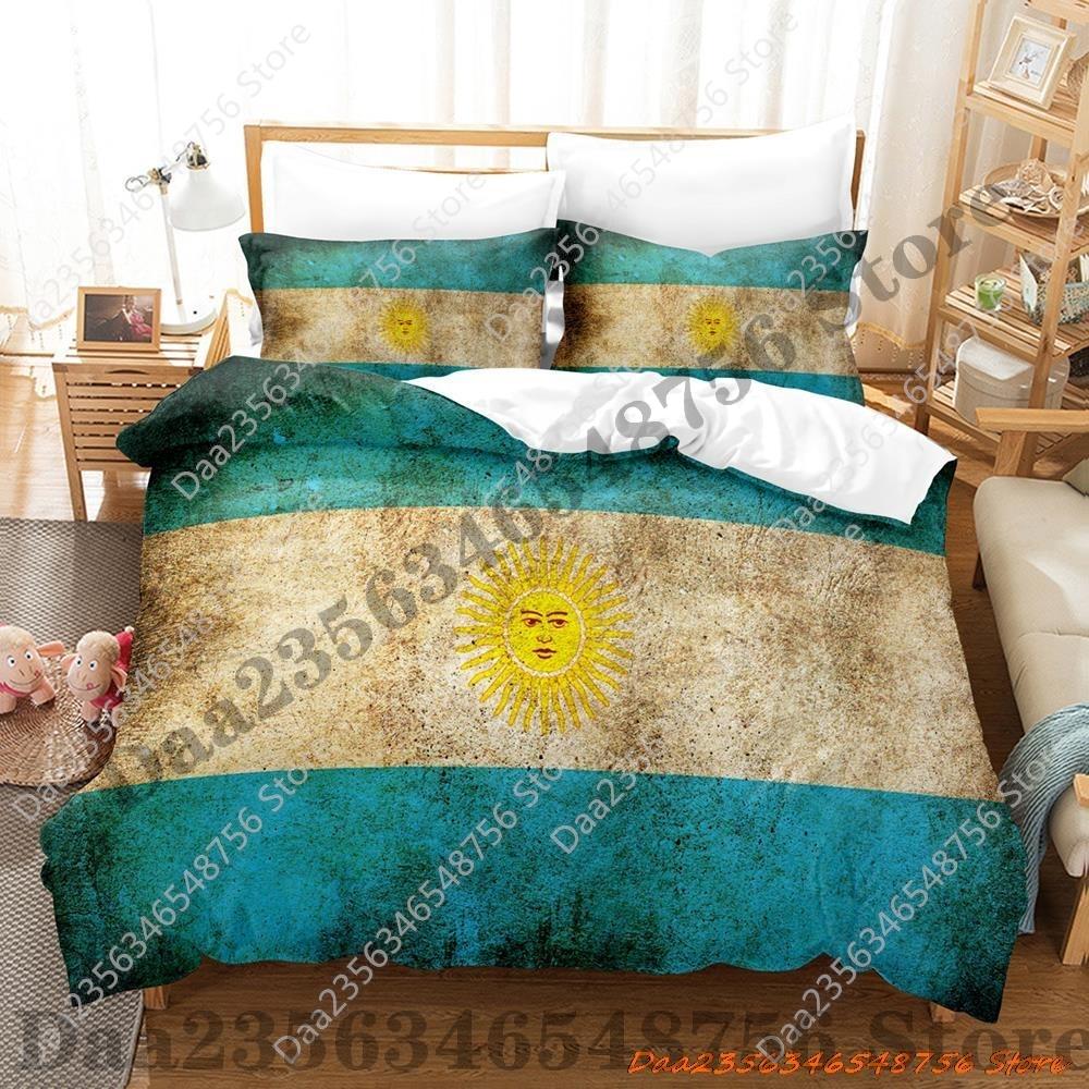 Kpop Cool Argentina Flag Bedding Set Single Twin Full Queen King Size Bed Set Adult Kid Bedroom Duvetcover Sets 3D Print Bed She