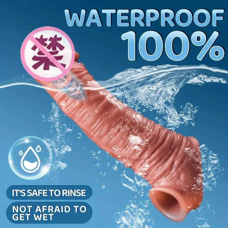 With Vibrator Realistic Dildo Sleeve with Longer Bigger Thicker Ultra Penis Skin Feeling Texture Sex Toys for Men