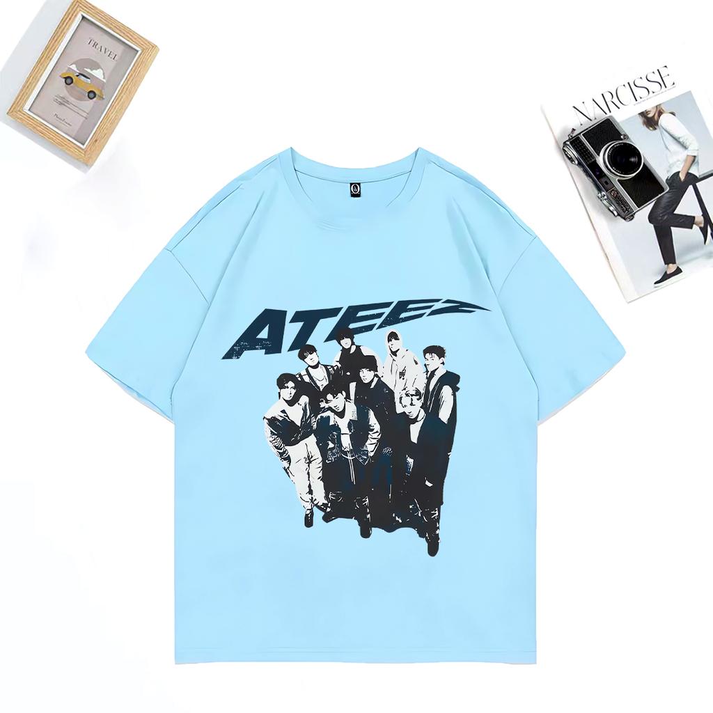 Retro Ateez 2025 World Tour In Fantasy Vintage T Shirt Unisex WOMEN Fashion Oversized 100 Cotton Tshirts Short Sleeve Unisex Tees
