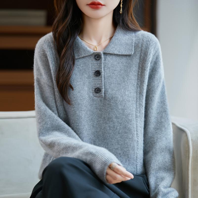 Women's cashmere sweater Qinghe cashmere 30% cashmere 70% wool autumn and winter pullover warm and fashionable