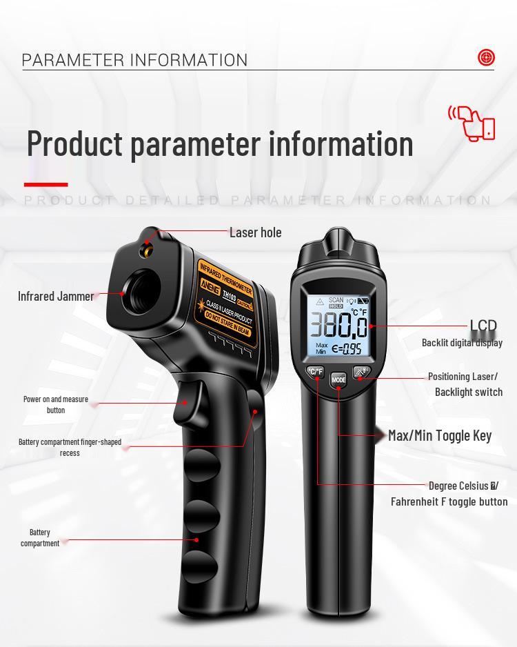 ANENG TH103 High-Precision Infrared Thermometer for Industrial and Commercial Use