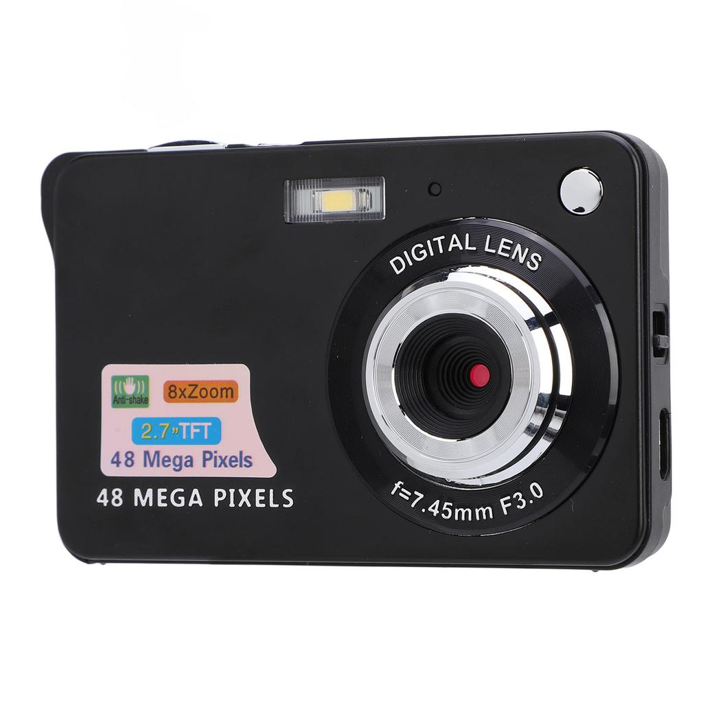 Digital Camera 48MP 4K 8x Zoom 20 Filters 2.7 Inch Screen Anti Shaking Rechargeable Portable Compact Camera for Kids Students