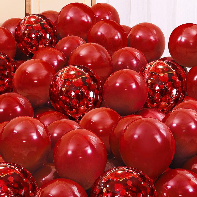 Red Wedding Balloons: Romantic Bedroom & Living Room Decor, Photo Props, Wedding Scene Setup