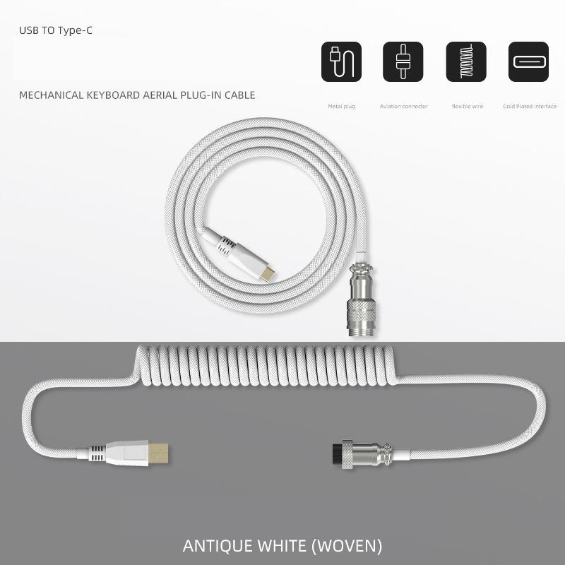 Type-c To Usb Detachable Game Mechanical Keyboard Spiral Plug-in Cable Aviation Connector Data Cable