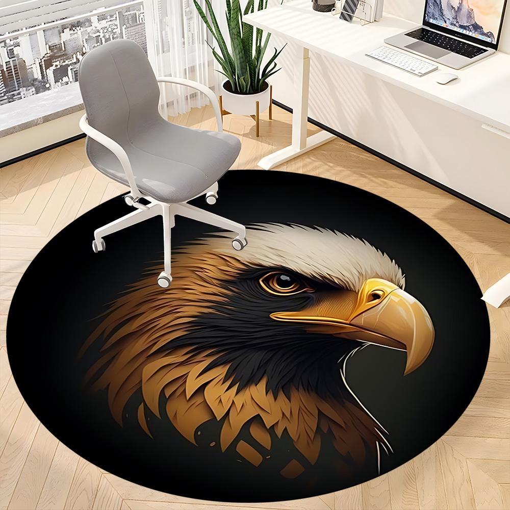 1pc Eagle Head Carpet, Round Non Slip Durable Large Size Office Carpet, Suitable for Office