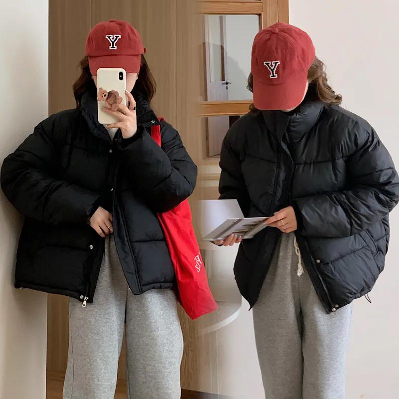 

ОсеньЗимаНовая короткая пуховая куртка с хлопковой подкладкой Модный воротник Куртка с хлопковой подкладкой Одежда для хлеба Женское пальто Пальто с хлопковой подкладкой XXL чёрный