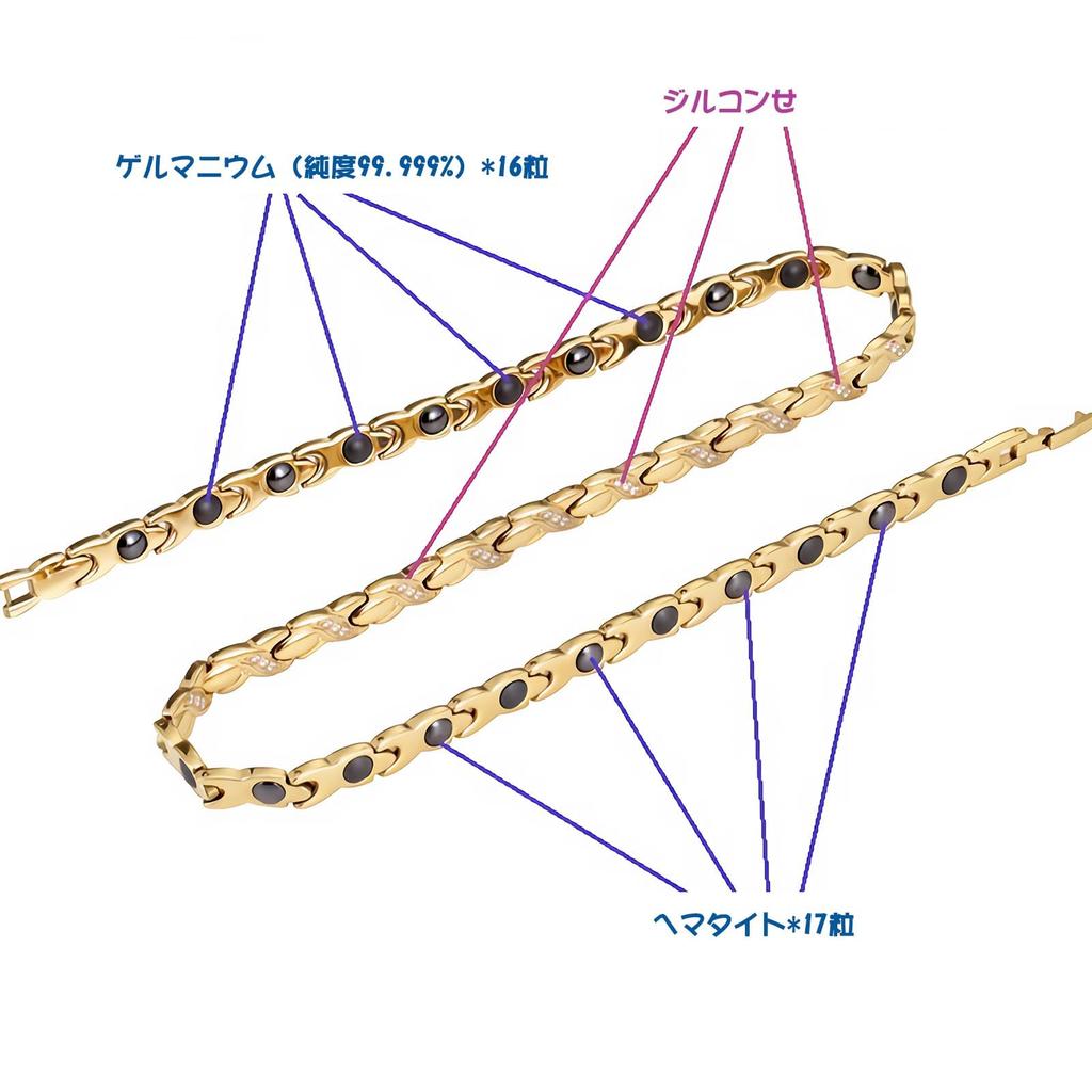 Germanium Necklace Titanium Hematite Pink Gold Birthday Present Magnetic Health Accessories Gold [Lobyka] Women's Women's
