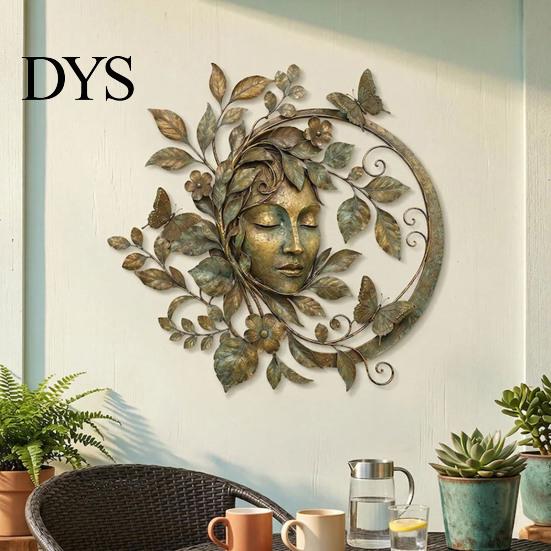 Dekorative Metallblätter und Ranken Waldgöttin Wandkunst, Eisenskulptur für Wohnzimmer Schlafzimmer, Hängendes Ornament im Bohemian Dekorstil, Natur