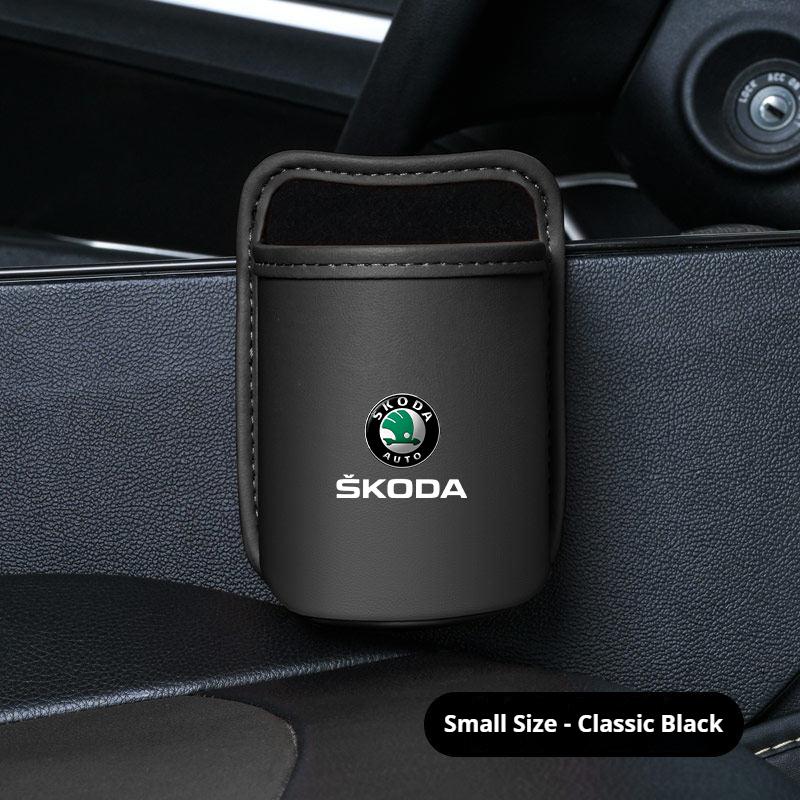 HQKI8 Car Door Storage Box Seat Hanging Trash Can Trash Can Car Interior Accessories For Skoda Octavia Superb Rapid Kodiaya Kroya