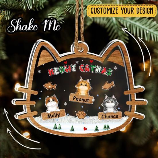 

Персонализированное рождественское украшение в виде кошки, изготовленное на заказ, акриловый шейкер, подвесное украшение для рождественской елки, автомобильный декор Little Dog