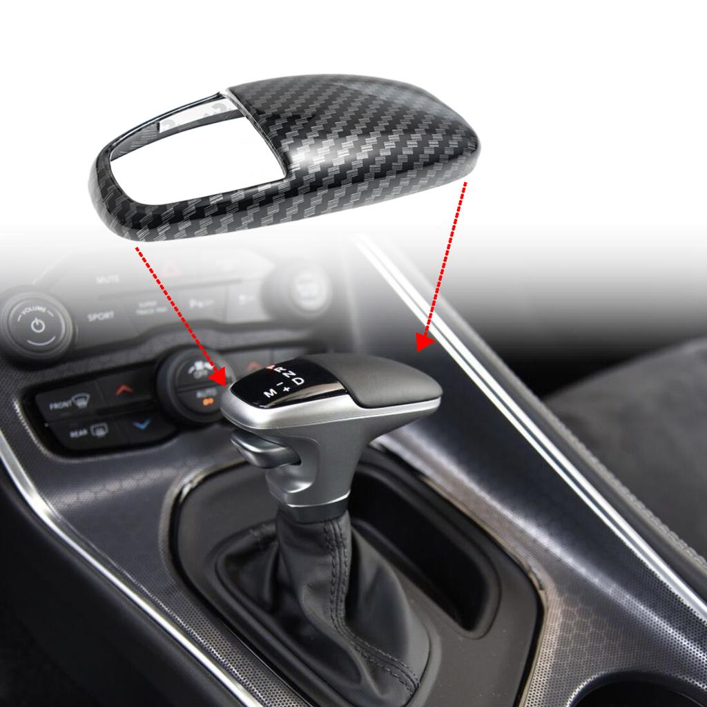 Car Gear Knob Cover Trim Sticker Carbon Fiber Print Shift Hand Ball Decoration for Dodge Challenger Charger SRT 2015-2025