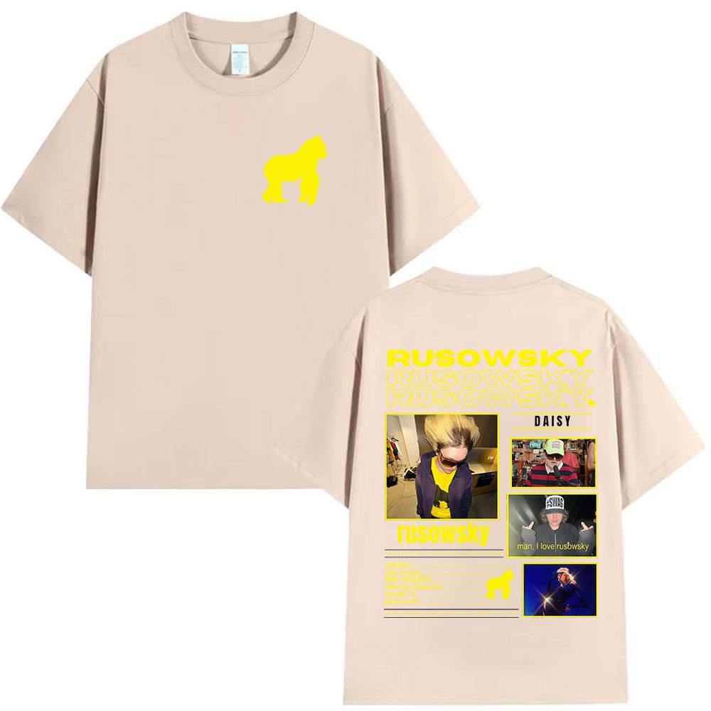 2025 Sommer Rapper Rusowsky Daisys Album Tour Grafik T-Shirt für Unisex und Damen Hiphop Reine Baumwolle 100 Freizeit T-Shirt Y2k