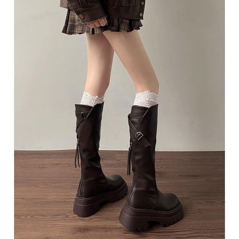 Soft-soled Boots, New Fried Street Versatile Round Head, High-value Thick Heel, Not Tired Foot Knight Boots for Women
