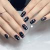 10PCS Handmade False Nails Press on with Steel Ball Black Acrylic Fake Nails Reusable Cool Artificial Manicuree Wearable Fashion