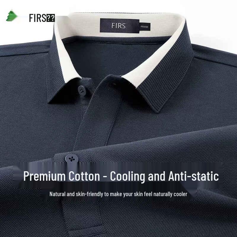FIRS Men s Breathable Cotton-Feel Contrast Polo Shirt 2XL