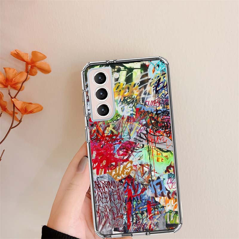 Graffiti Clear Phone Cases for Samsung S26 Ultra Galaxy S25 Edge S24 S23 FE S21 Plus S20 S22 S10 Cover Patterned Compatible with