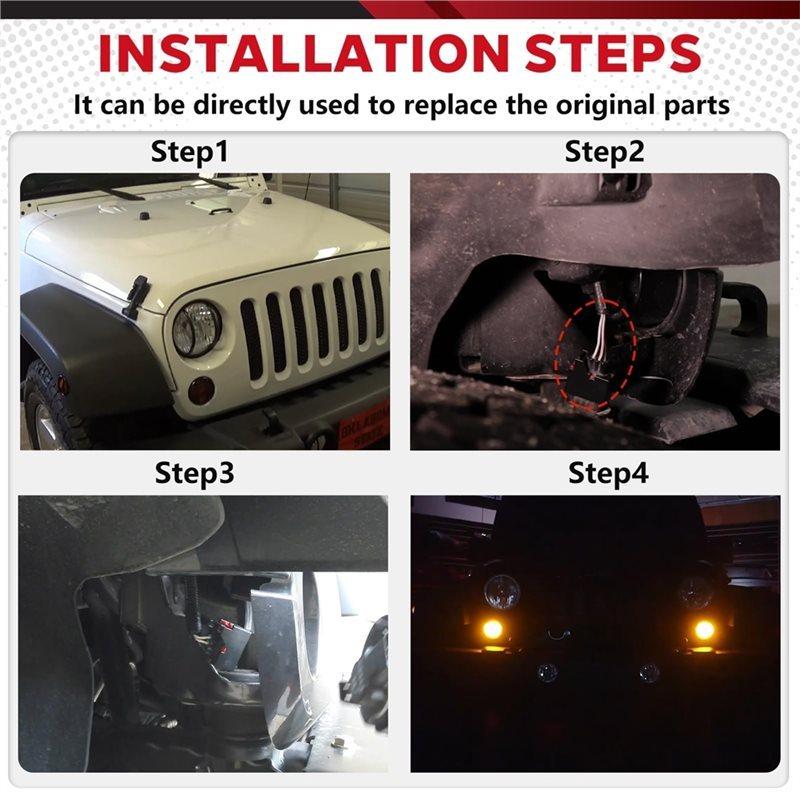 Front Turn Signal Light Lamp Wiring Harness Kit Connector Socket For Jeep Wrangler JK 2007-2017 68030098AA 68065016AB