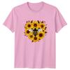 Retro Cute Bee Sunflower Heart T-Shirt Floral Wildlife Nature Lover Gift