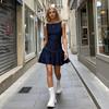 2025 Spring/Summer Women's Slim Fit Layered Backless Denim Dress