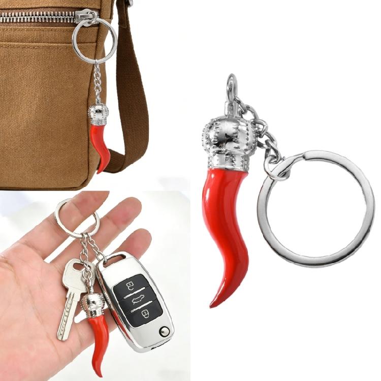 4Pieces Pepper Pendant Fashion Accessory Pepper Keyring Alloy Texture Key Pendant for Youthful Adults and Friend Present
