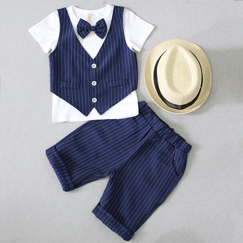2024 Summer Boys' Formal Two-Piece Set: Sweatshirt and Faux Vest Combo