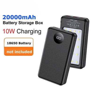 6*18650 Powerbank Batterilåda Dubbel USB Typ C Laddningsskal med campinglampor 20000mAh Extern Powerbank Fodral Batteriladdning Förvaringslåda