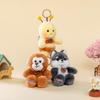 15cm Pet Series Plush Toys Monkey Rhinoceros Panda Chimpanzee Pendant Keychain Stuffed Doll Backpack Pendant Birthday Gifts