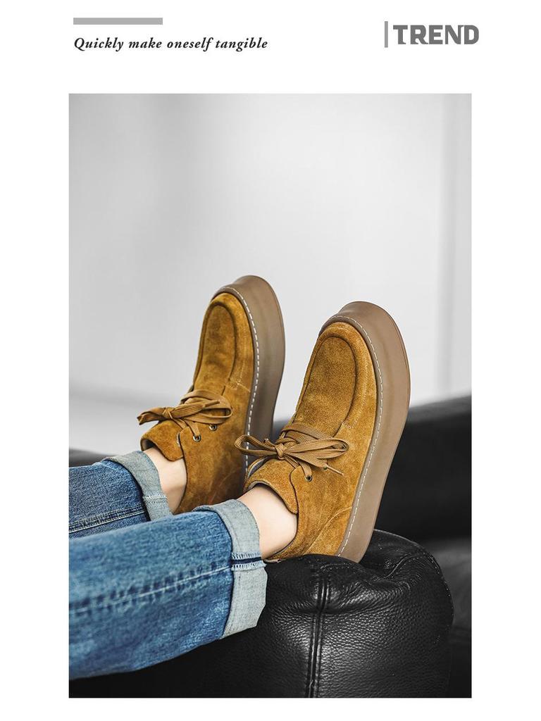 Men's Suede Leather High-Top Velvet Martin Boots - Lace-Up Thick-Soled Casual Shoes for Autumn/Winter