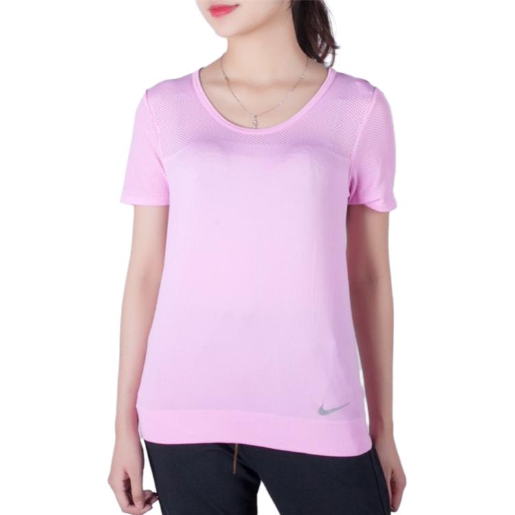 Nike Solid Color Round Neck Short Sleeve T-Shirt Women tops Cherry-Blossom-Pink BQ9552-629