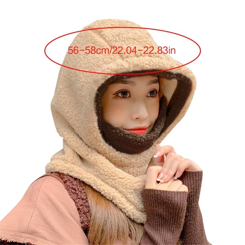 3-in-1 Women Hat Thick Fleece Hat with Ear Flaps Facemask Outdoor Hat Furry Caps Windproof Hat Hiking Running Headwear