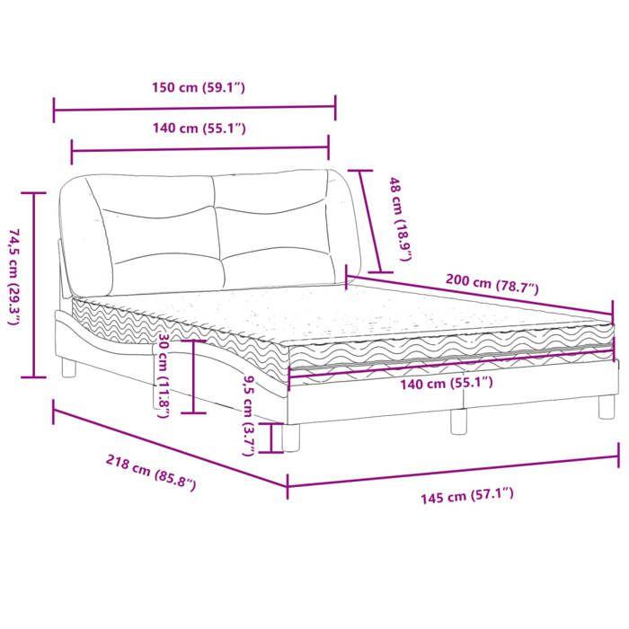 VidaXL Bed with Mattress White 140x200 Cm Faux Leather 3208725