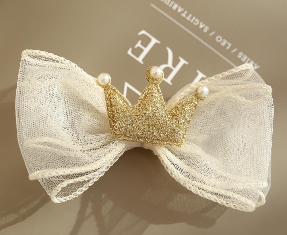 3D Bow Mesh Hair Clip & Crown Headband for Girls